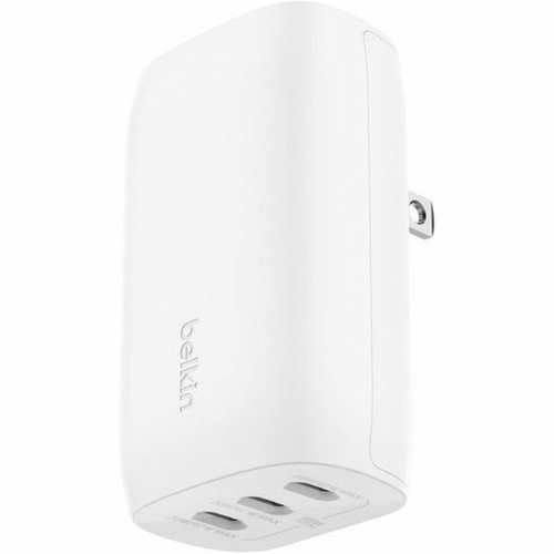 Belkin 67W Portable 3-Port USB-C Wall Charger - 3xUSB-C 67W Total - Fast Charging - Power Adapter - White - 67 W - White WCC002DQWH