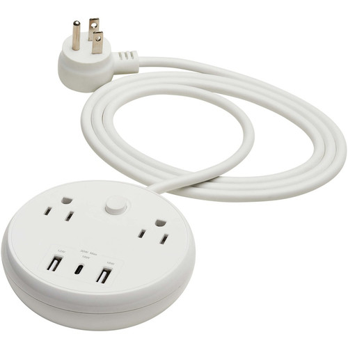 Tripp Lite by Eaton TLP26PD30WCAM Safe-IT 5-Outlet Surge Protector - 2 NEMA 5-15R - 2 USB-A - 1 USB-C - 30 VA - 300 J - 6 ft Cord