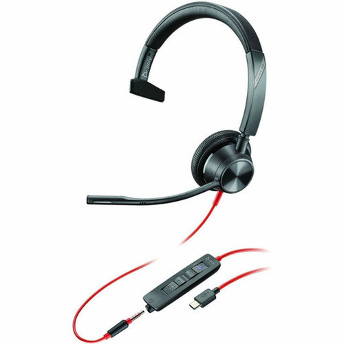 Poly Blackwire 3315 Headset - Microsoft Teams Certification - Mono - USB Type C Mini-phone 35mm - Wired - 32 Ohm - On-ear - - - 7 8X218AA