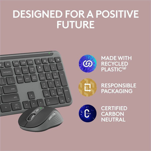 Logitech Signature Slim MK955 Keyboard  Mouse - USB Type A Wireless Bluetooth 51 Keyboard - Graphite - USB Type A Wireless Bluetooth 920-012425