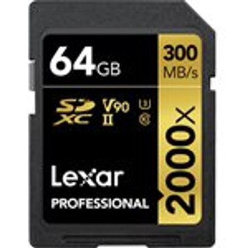 Lexar Professional SDXC 2000X 64GB Card Only UHSII BL Class 10 U3 V90 (LSD2000064G-BNNNU)