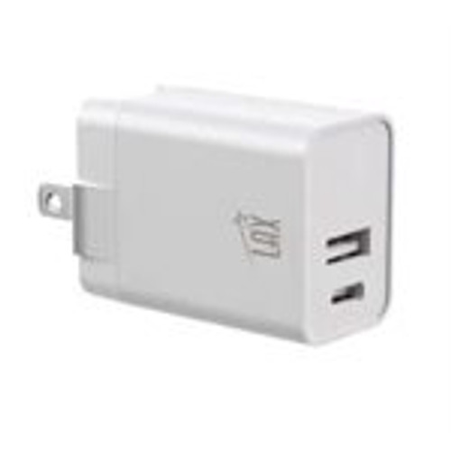 LAX Gadgets USB-PD 20W 2-Port USB-A and USB-C Wall Charger - White (USBPD20W-WHT)