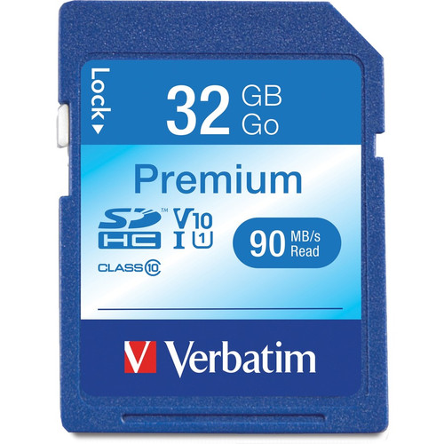 Verbatim 32GB Premium SDHC Memory Card, UHS-I V10 U1 Class 10 - 45 MB/s Read - Lifetime Warranty (Fleet Network)
