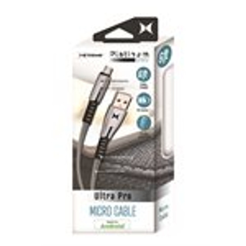 Xtreme Premium 6ft Micro USB Sync and Charge Cable  Black/Silver (XAS8-1017-SIL)