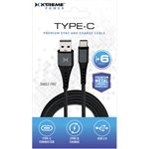 XTREME 6ft Type C to USB-A Cable (XCB2-1040-BLK)