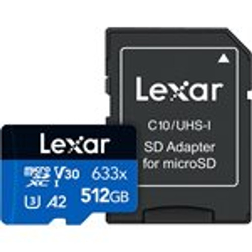 Lexar High-Performance 633x 512GB microSDXC UHS-I Card with SD Adapter (LSDMI512BBNL633A)
