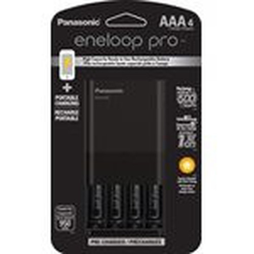Panasonic Eneloop Charger with 4 AAA Pro Rechargeable Batteries  USB Portable Charging KKJ87K3A4BA