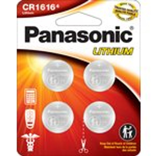 Panasonic CR1616 3.0 Volt Lithium Coin Cell Batteries - 4 Pack (CR1616PA4BL)