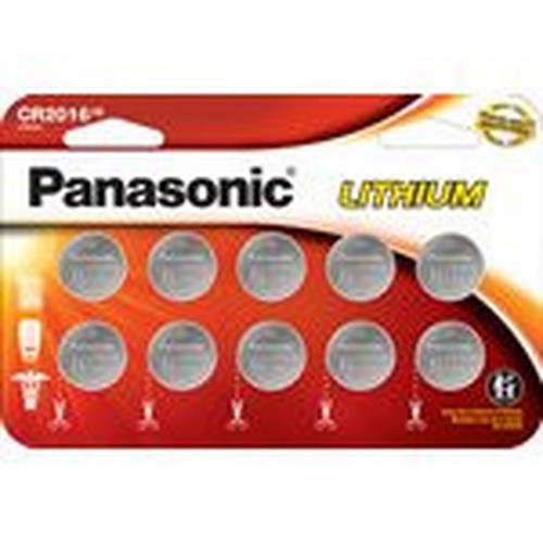 PANASONIC CR2016 3V Lithium Coin Cell Battery 10 Pack Wide CR2016P10BW