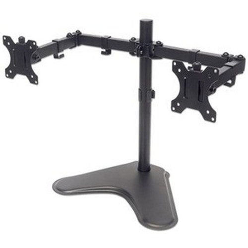 Manhattan TV  Monitor Mount Desk Double-Link Arms 2 screens Screen Sizes 10-27  Black Stand Assembly Dual Screen VESA 75x75 461559