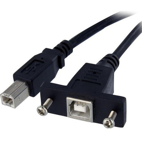 StarTechcom_1_ft_Panel_Mount_USB_Cable_B_to_B_-_FM_-_Type_B_Male_USB_-_Type_B_Female_USB_-_1ft_-_Black_USBPNLBFBM1