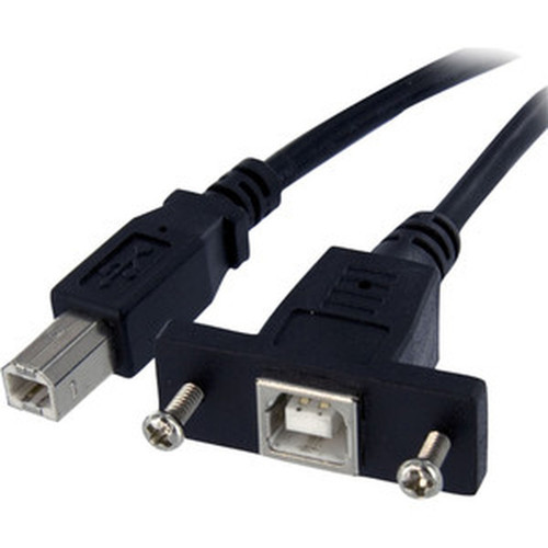 StarTechcom_1_ft_Panel_Mount_USB_Cable_B_to_B_-_FM_-_Type_B_Male_USB_-_Type_B_Female_USB_-_1ft_-_Black_USBPNLBFBM1
