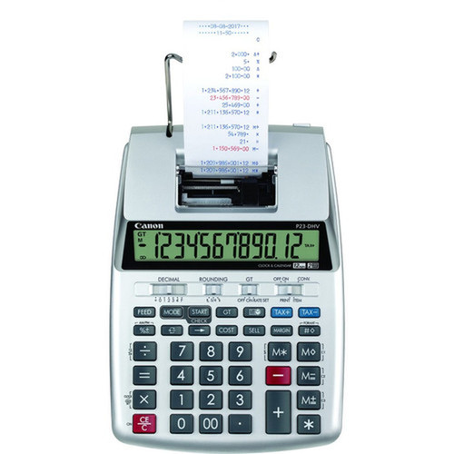 Canon P23-DHV 3 Printing Calculator - Clock Calendar Item Count - AC Adapter Powered - Desktop 2279C003