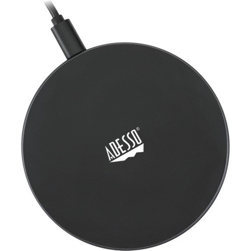 Adesso 10W Max Qi-Certified Disc-Style Wireless Charger - 5 V DC 9 V DC Input - Input connectors USB - Overcharge Protection LED AUH-1010