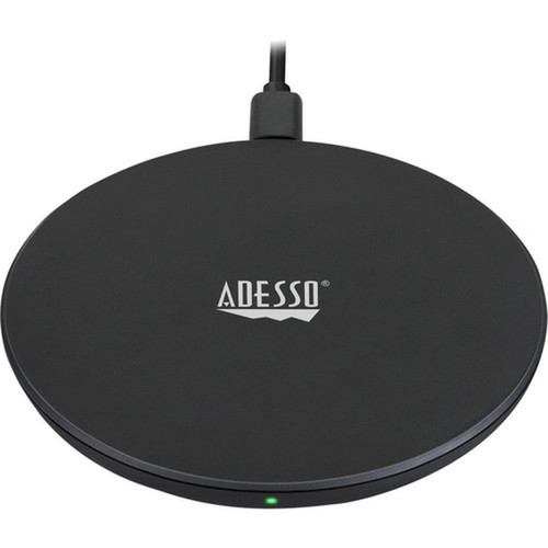 Adesso 10W Max Qi-Certified Disc-Style Wireless Charger - 5 V DC 9 V DC Input - Input connectors USB - Overcharge Protection LED AUH-1010