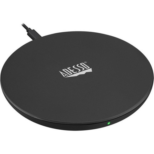 Adesso 10W Max Qi-Certified Disc-Style Wireless Charger - 5 V DC 9 V DC Input - Input connectors USB - Overcharge Protection LED AUH-1010