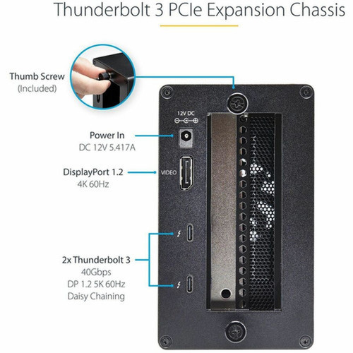 StarTechcom Thunderbolt 3 PCIe Expansion Chassis External Enclosure Box with 1x PCI-Express Slot 5K4K Output Via TB3DP Ports TAA TB31PCIEX16