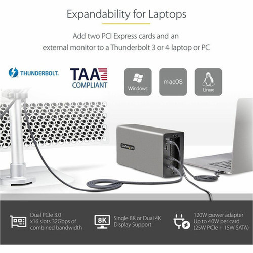 StarTechcom Thunderbolt 3 PCIe Expansion Chassis Enclosure Box WDual PCI-E Slots External PCIe Slots 8K4K Output Via TB3DP 14 2TBT3-PCIE-ENCLOSURE