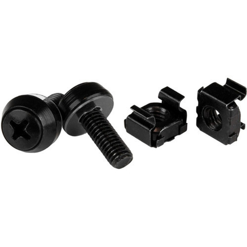 StarTechcom M6 x 12mm - Screws and Cage Nuts - 100 Pack Black - M6 Mounting Screws  Cage Nuts for Server Rack  Cabinet - These M6 CABSCREWM62B