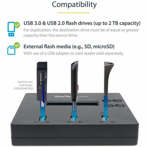 StarTechcom Standalone 1 to 2 USB Thumb Drive DuplicatorEraser Multiple USB Flash Drive CopierCloner Sector-by-Sector Copy - 1 2 USBDUP12