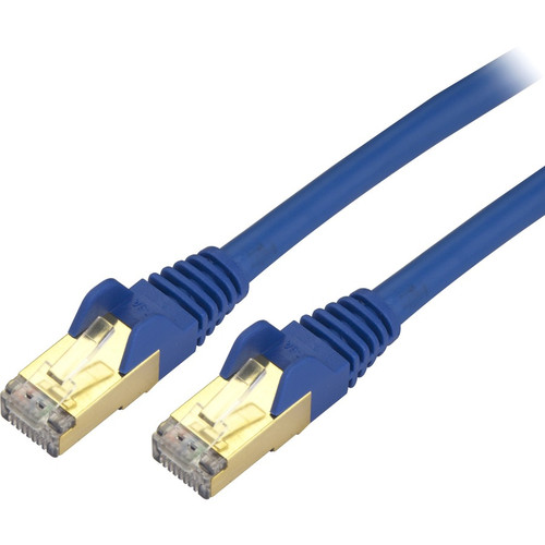 StarTech.com 1 ft Cat6a Patch Cable - Shielded (STP) - Blue - 10Gb Snagless Cat 6a Ethernet Patch Cable - Category 6a - 1 ft - 1 x - 1 (Fleet Network)