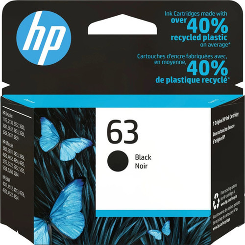 HP 63 Original Ink Cartridge - Single Pack - Inkjet - 170 Pages - Black - 1 Each F6U62AN140