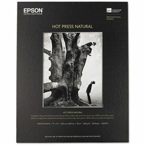 Epson Hot Press Natural Fine Art Paper - 98% Opacity - 17" (431.80 mm) x 22" (558.80 mm) - 330 g/m² Grammage - Smooth, Matte - - (Fleet Network)