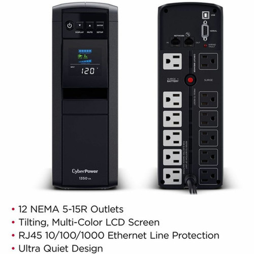 CyberPower UPS Systems CP1350PFCLCD PFC Sinewave -  Capacity 1350VA  880W - CyberPower UPS Systems CP1350PFCLCD PFC Sinewave -   CP1350PFCLCD