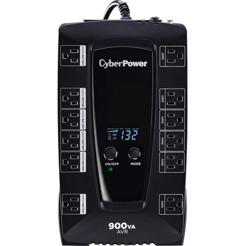CyberPower Intelligent LCD Series AVRG900LCD 900VA 480W UPS - Compact - 8 Hour Recharge - 2 Minute Stand-by - 120 V AC Input - 120 V - AVRG900LCD