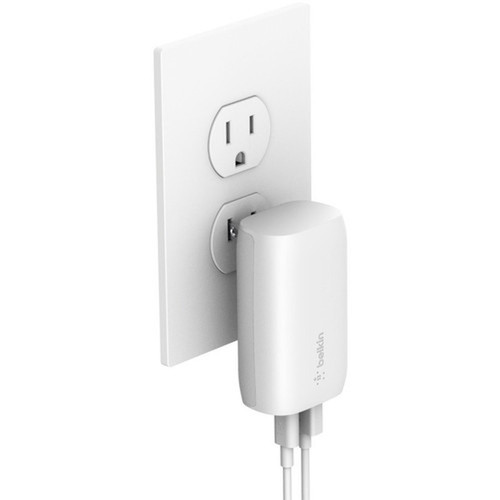 Belkin BoostCharge Dual Wall Charger with PPS  USB-C Cable with Lightning Connector - Power Adapter - 37 W - White WCB007DQ1MWH-B5