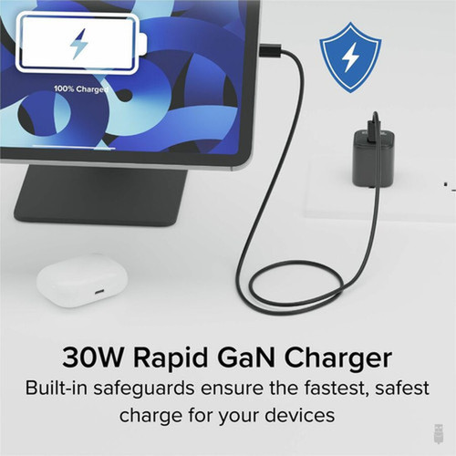 Plugable GaN USB C Charger Block 30W Portable Charger Foldable Prongs - PPS USBC Fast Charger for iPhone 14 iPad Pro Samsung S23 - PS-30C1B