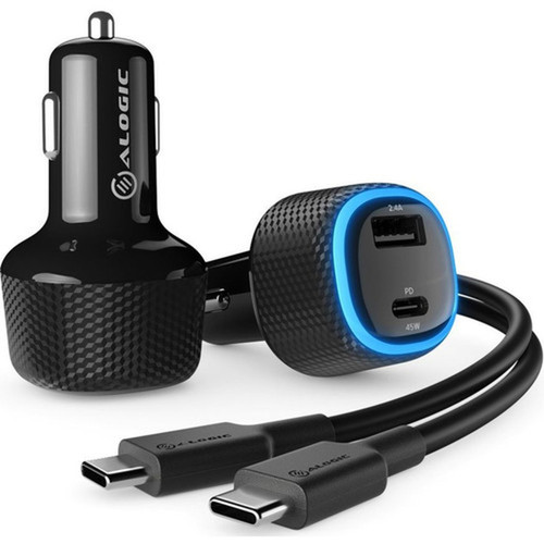 Alogic Rapid 2 Port USB-A  USB-C Car Charger - 12W  45W Power Delivery - For Laptops Tablets And Phones - 45 W - 12 V DC Input CRCA57
