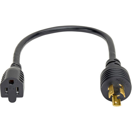 Tripp Lite 1ft Power Cord Adapter Cable 5-15P to 5-15R Heavy Duty 15A 14AWG 1 - 120 V AC  15 A - Black - 1 ft Cord Length - NEMA  P025-001