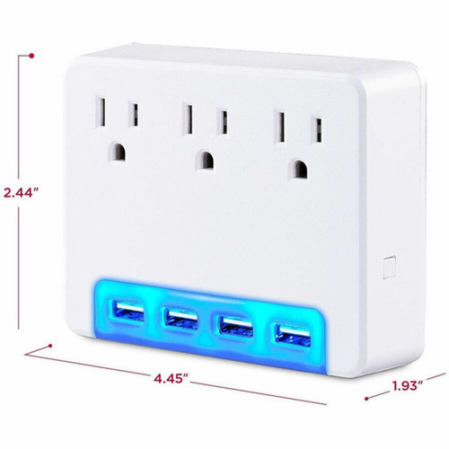 CyberPower Professional P3WUH 3-Outlet Surge SuppressorProtector - 3 x NEMA 5-15R 4 x USB - 120 V Input P3WUH