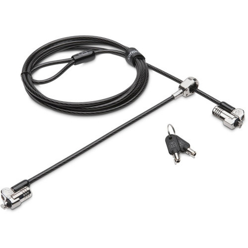 Kensington NanoSaver Keyed Dual Head Laptop Lock - Keyed Lock - Black - Carbon Steel - 6 ft - For Notebook Tablet K64448WW