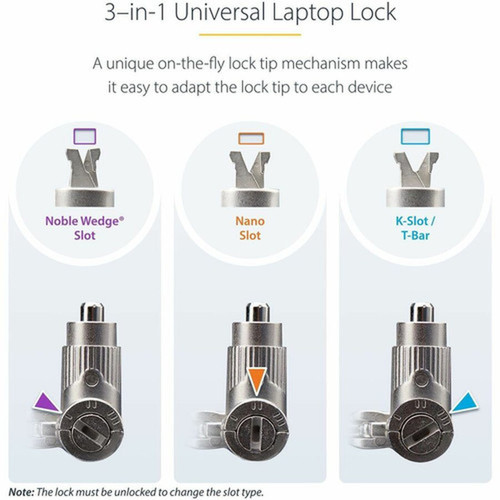 StarTechcom 25-Pack Universal Laptop Lock 66ft Keyed Alike Locking Cable Security Cable Compatible wNoble WedgeregNanoK-Slot UNIVKA25-LAPTOP-LOCK