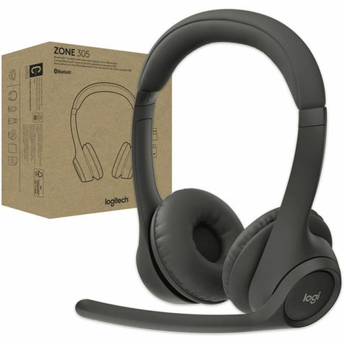Logitech Zone 305 Headset - Stereo - Wireless - Bluetooth - 984 ft - 32 Ohm - 50 Hz - 20 kHz - Over-the-head - Binaural - Supra-aural 981-001452