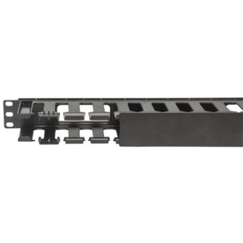 Intellinet 19 Cable Management Panel 19 Rackmount Cable Manager 1U with Cover Black - Cable Management Panel - Jet Black - 33 714679