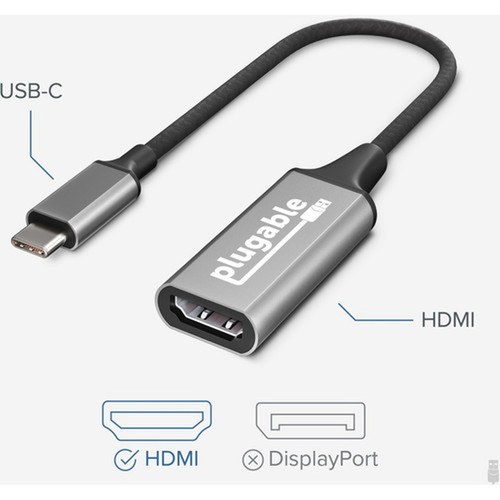 Plugable USB 31 Type-C to HDMI 20 Adapter - 1 Pack - USB 31 Type C - 1 x HDMI HDMI 20 Digital AudioVideo Female - 3840 x 2160 USBC-HDMI