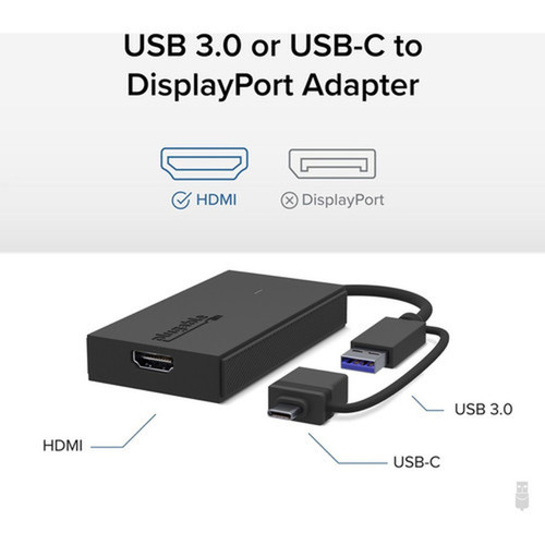 Plugable HDMIUSBUSB-C AudioVideo Adapter - 1 x USB 30 Type A - Male 1 x USB 30 Type C - Male - 1 x HDMI Digital AudioVideo - - UGA-HDMI-S
