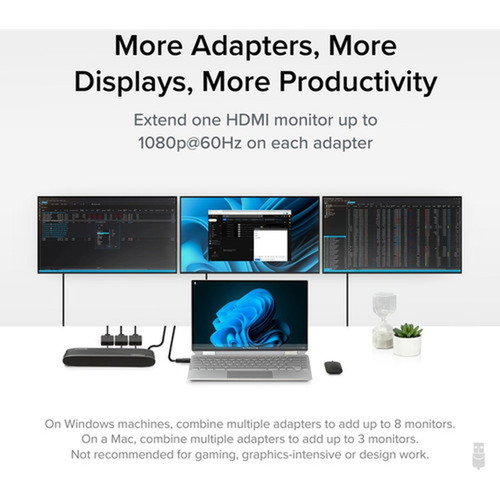 Plugable HDMIUSBUSB-C AudioVideo Adapter - 1 x USB 30 Type A - Male 1 x USB 30 Type C - Male - 1 x HDMI Digital AudioVideo - - UGA-HDMI-S