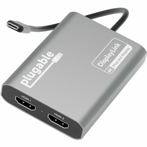 Plugable USB C to HDMI Adapter Dual Monitor 4K 60Hz for Apple Mac M1M2M3 - DisplayLink Multiple Displays for Thunderbolt Macbook or USBC-6950M