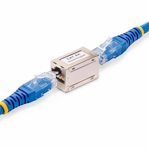 StarTechcom Shielded RJ45 Coupler Inline Cat6a Coupler Female to Female FF T568B Pinout Shielded Ethernet Cable Extension - and IN-CAT6A-COUPLER-S1