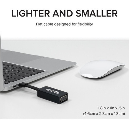 Plugable USB-C to VGA Adapter - 1 x USB Type C USB 31 USB Male - 1 x 15-pin HD-15 VGA Female - 1920 x 1200 Supported USBC-TVGA