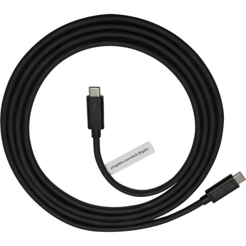 Plugable Thunderbolt 3 Cable 20Gbps Supports 100W 20V 5A Charging 66ft2m - 66 ft Thunderbolt 3 Data Transfer Cable for Tablet TBT3-20G2M