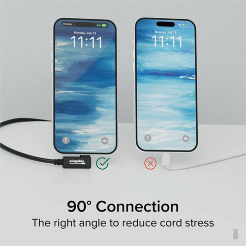 Plugable Thunderbolt 4 Cable Right Angle 40Gbps with 240W EPR Charging 8K Display Intel Certified - 26 Feet 80CM Compatible with TBT4-240W-80CMR