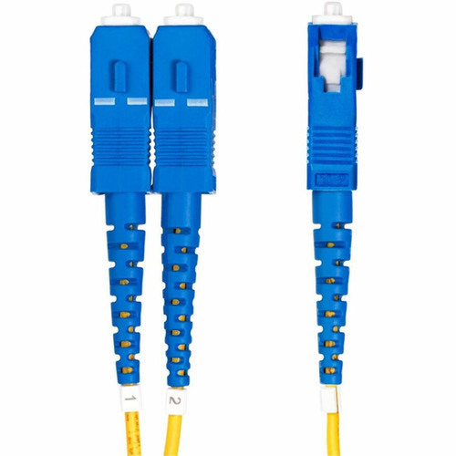 StarTechcom 15m 492ft LC to SC UPC OS2 Single Mode Duplex Fiber Optic Cable 9125microm 100G LSZH Fiber Patch Cord - 492ft SMLCSC-OS2-15M