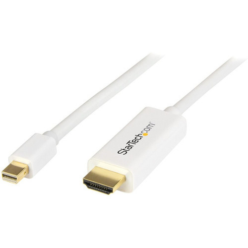 StarTechcom Mini DisplayPort to HDMI Converter Cable - 3 ft 1m - 4K - White - Eliminate clutter by connecting your PC directly to - MDP2HDMM1MW