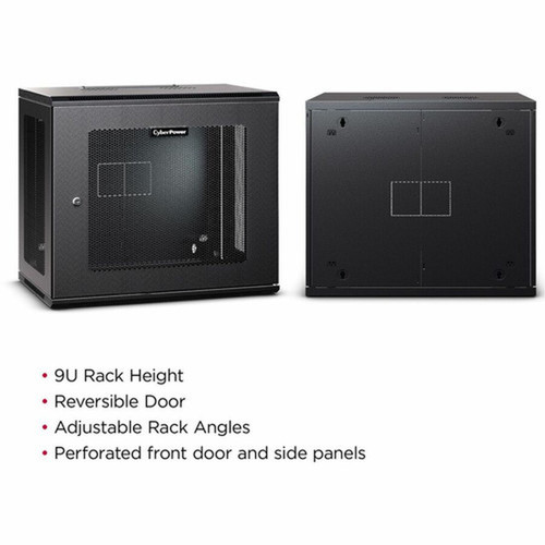 CyberPower CR9U61003 Wall Mount Enclosure - For Switch Patch Panel - 9U Rack Height - Wall Mountable - Black - Metal - 60 kg Weight CR9U61003