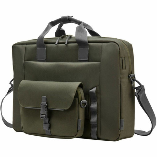 HP Carrying Case Messenger for 156 Notebook - Gray Green - Water Resistant RFID Resistant - Plastic Polyethylene Foam Body - - 9J497AA